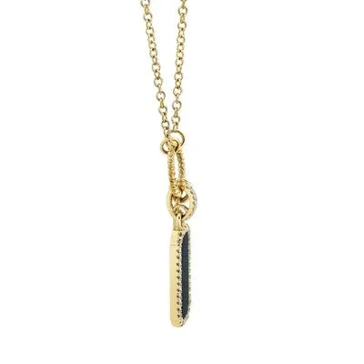 0.13CT DIAMOND & 0.60CT BLACK ONYX DOG TAG NECKLACE