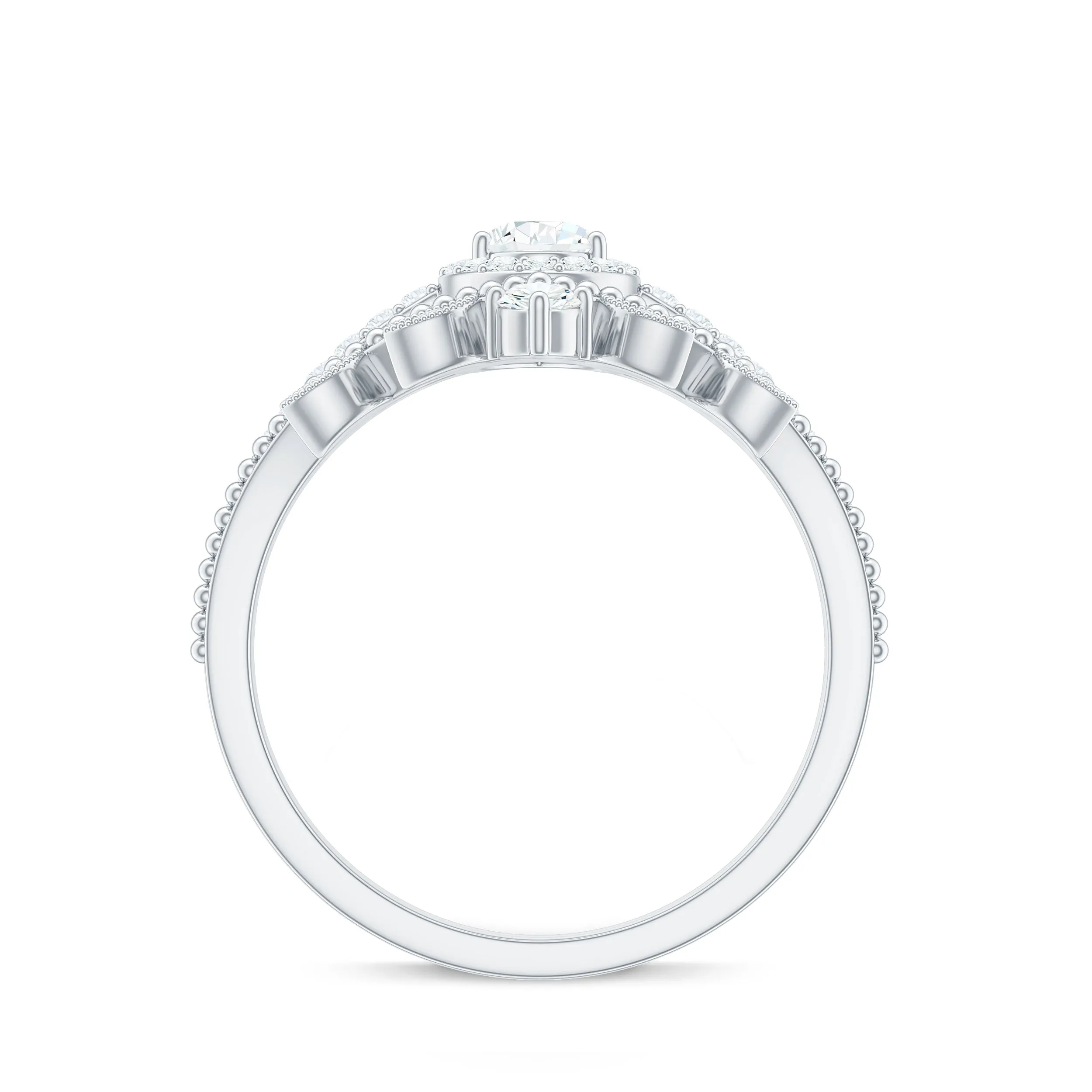1 CT Vintage Moissanite Teardrop Wedding Ring Set