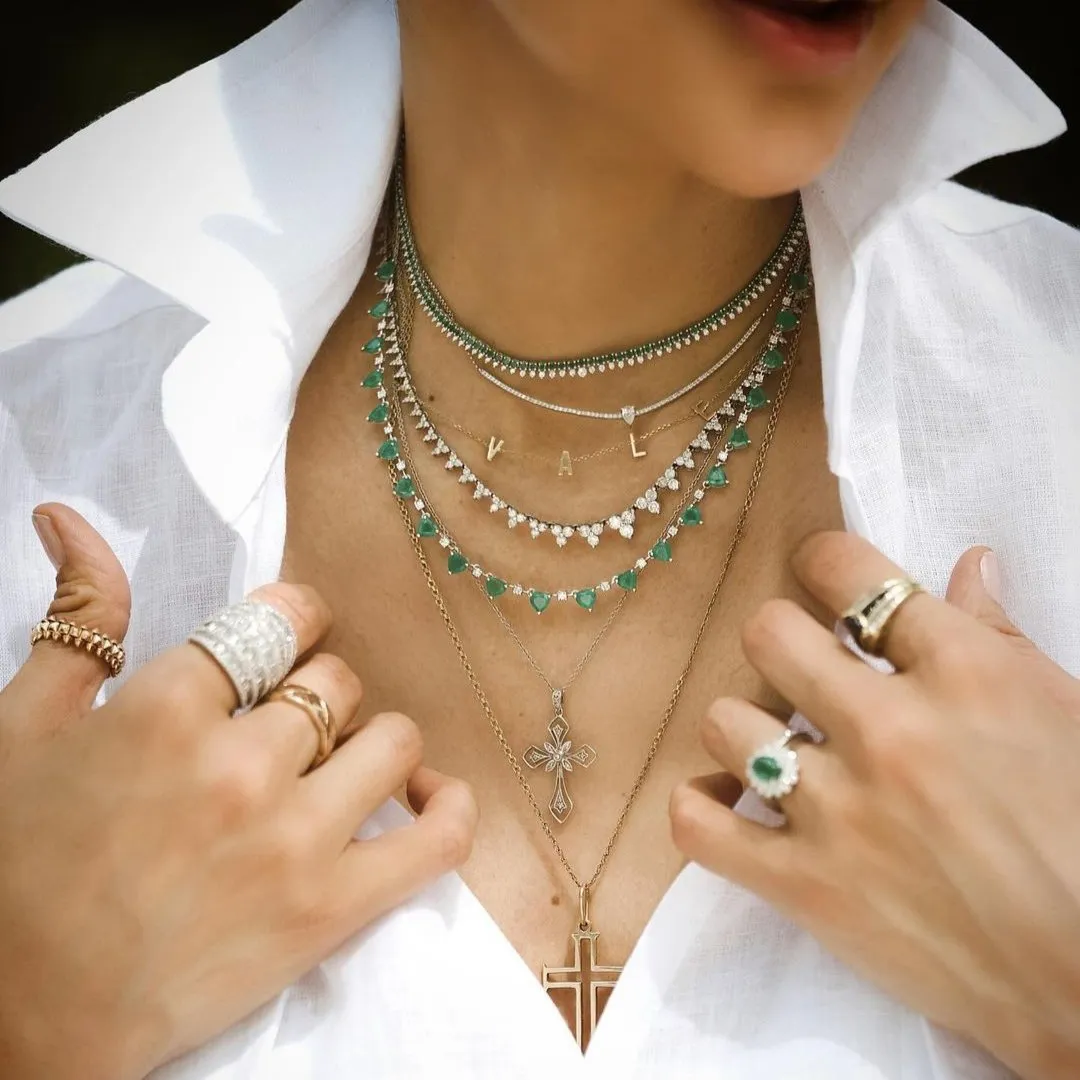 10.14ct Diamond Emerald Heart 18K Gold  Necklace