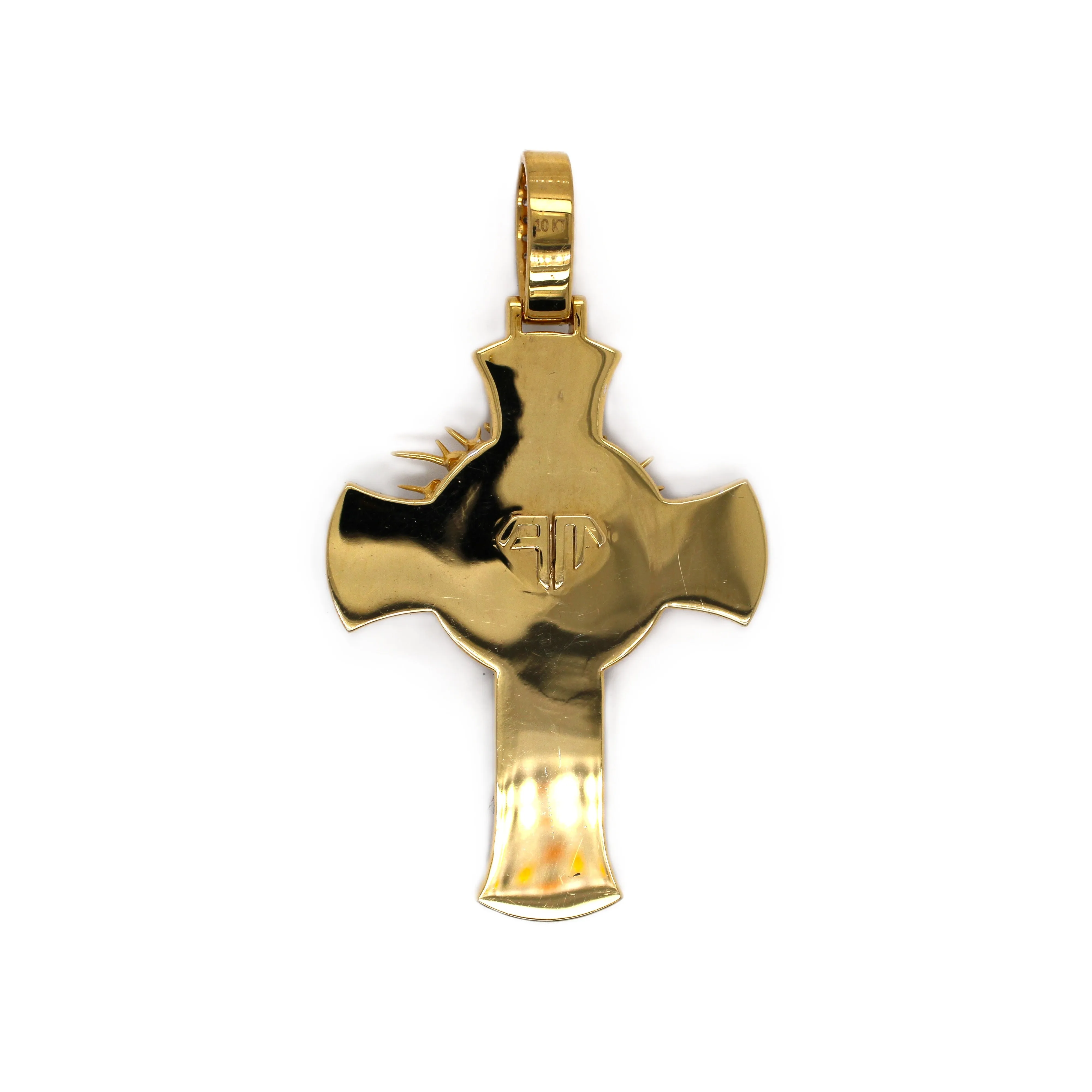 10K Yellow Gold Jesus Head Diamond Cross Pendant 1.93 CT 2.53"