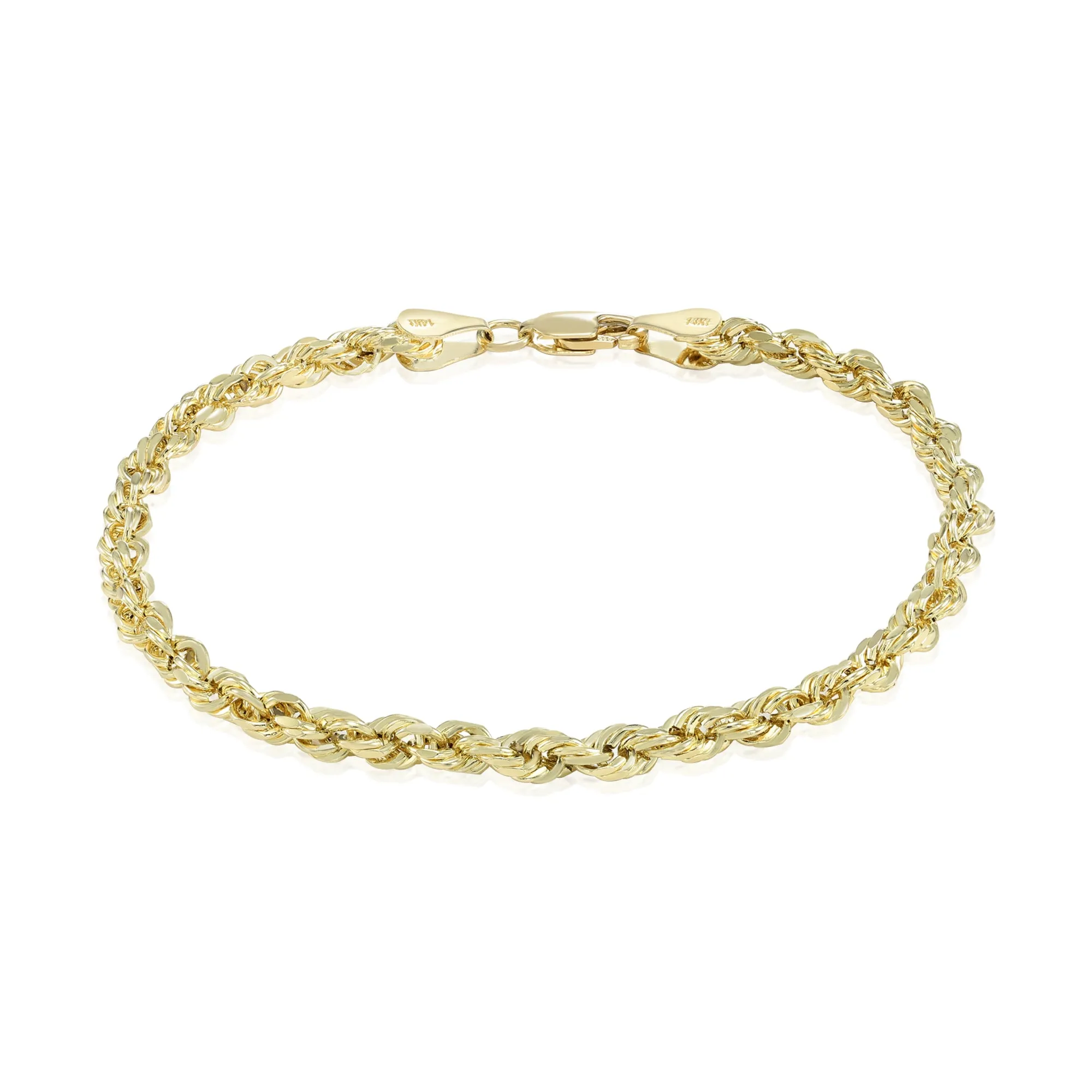 10K Yellow Gold Rope Chain Necklace and Bracelet