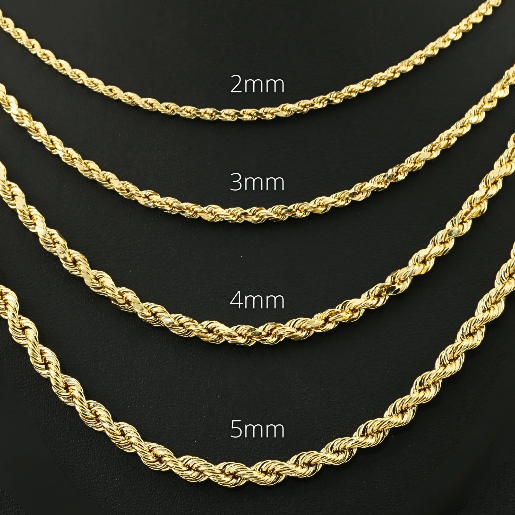10K Yellow Gold Rope Chain Necklace and Bracelet