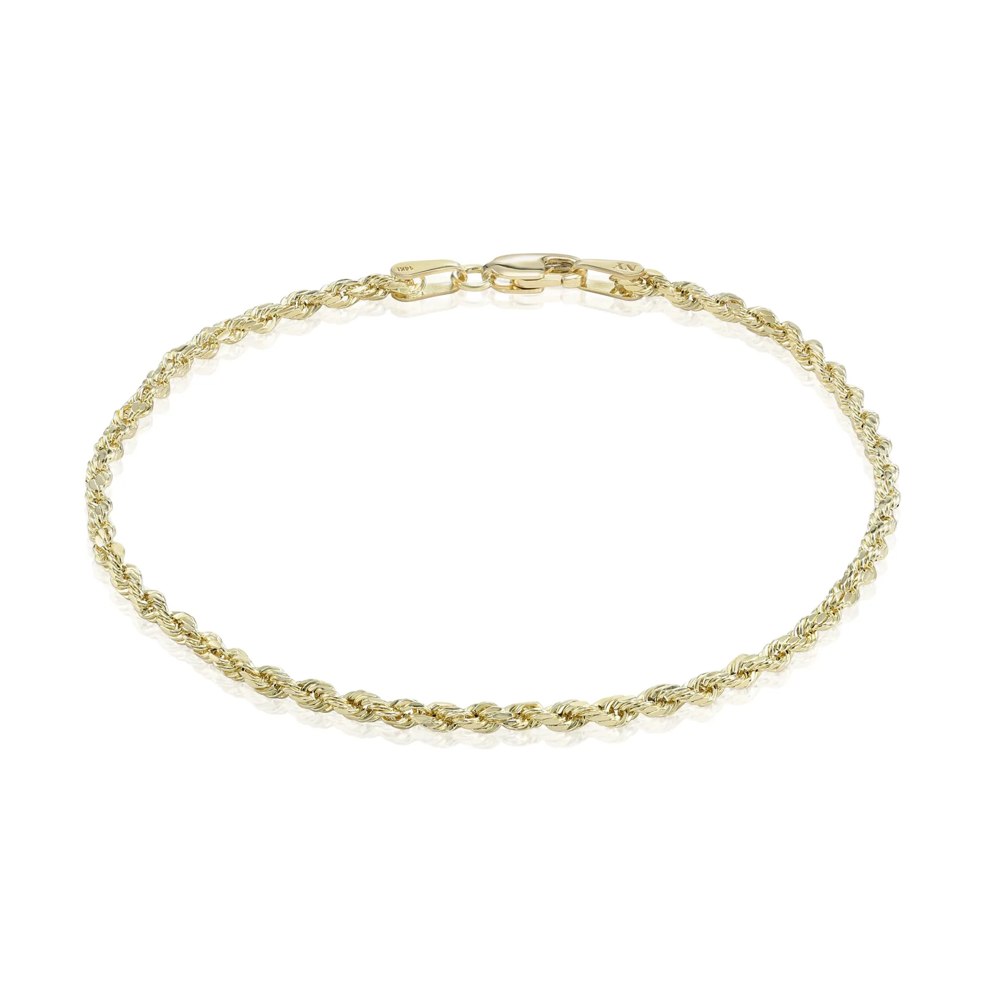 10K Yellow Gold Rope Chain Necklace and Bracelet
