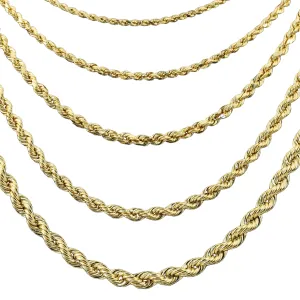10K Yellow Gold Rope Chain Necklace and Bracelet