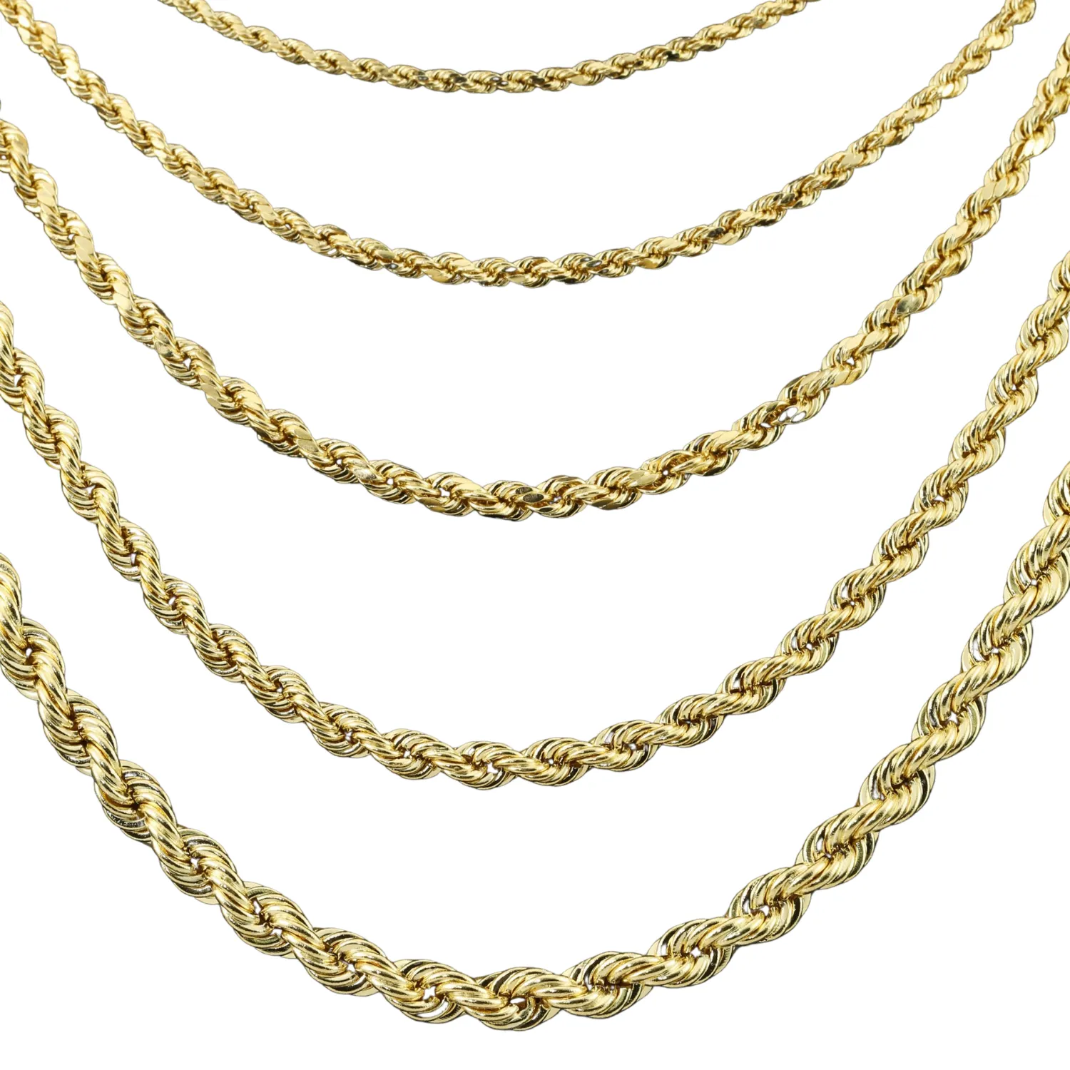 10K Yellow Gold Rope Chain Necklace and Bracelet