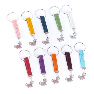 10mm Flat Wire Colored Cork Wire and cute cat Charm Pendant Handmade Keychain I-112-MIX-10