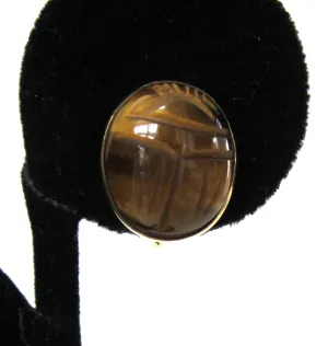 1/20 12K Yellow Gold-Filled Binder Brothers Tiger Eye Scarab Earrings
