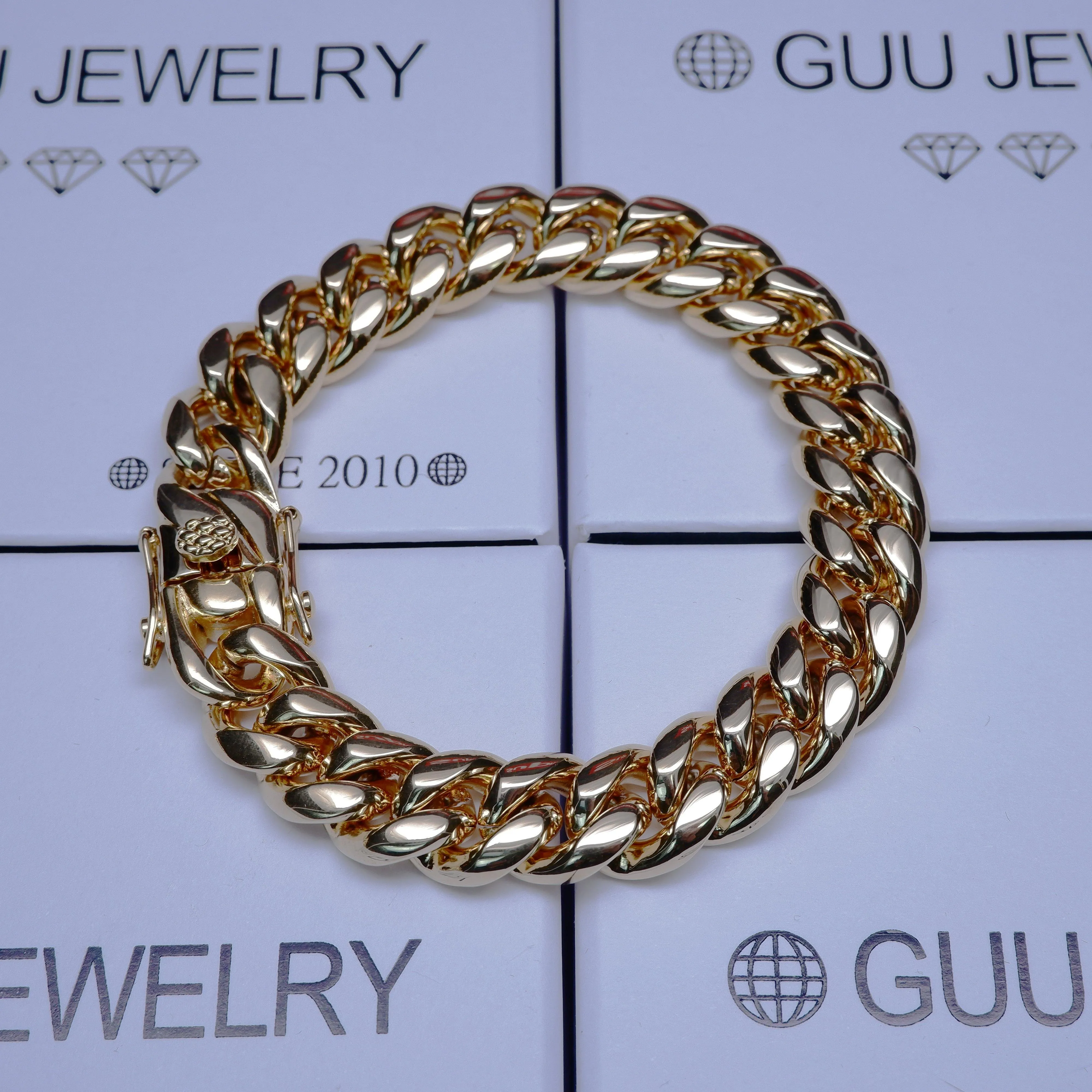 12mm 18K Gold-Plated Classic Miami Cuban Link Bracelet