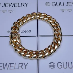 12mm 18K Gold-Plated Classic Miami Cuban Link Bracelet