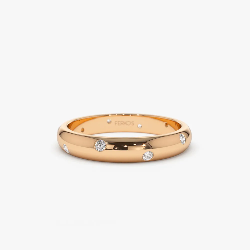 14k 3MM Dome Burnish Setting Women's Wedding Ring
