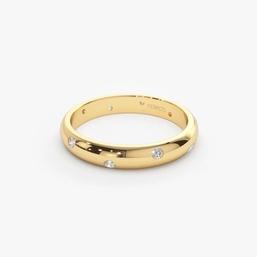14k 3MM Dome Burnish Setting Women's Wedding Ring