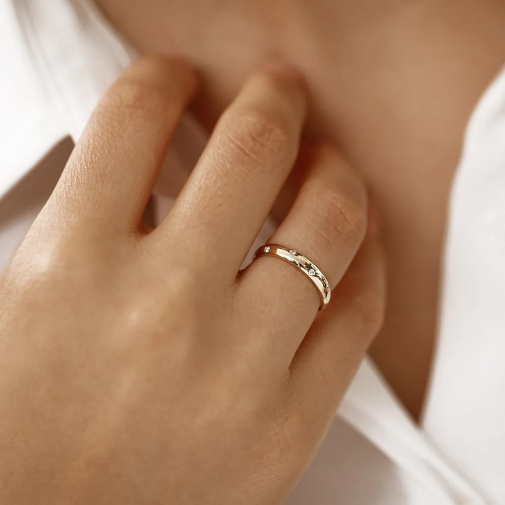 14k 3MM Dome Burnish Setting Women's Wedding Ring