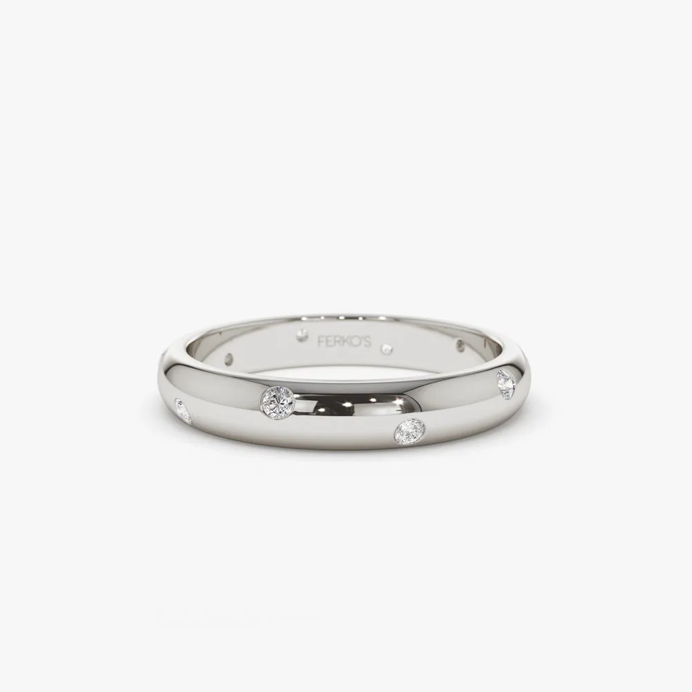 14k 3MM Dome Burnish Setting Women's Wedding Ring