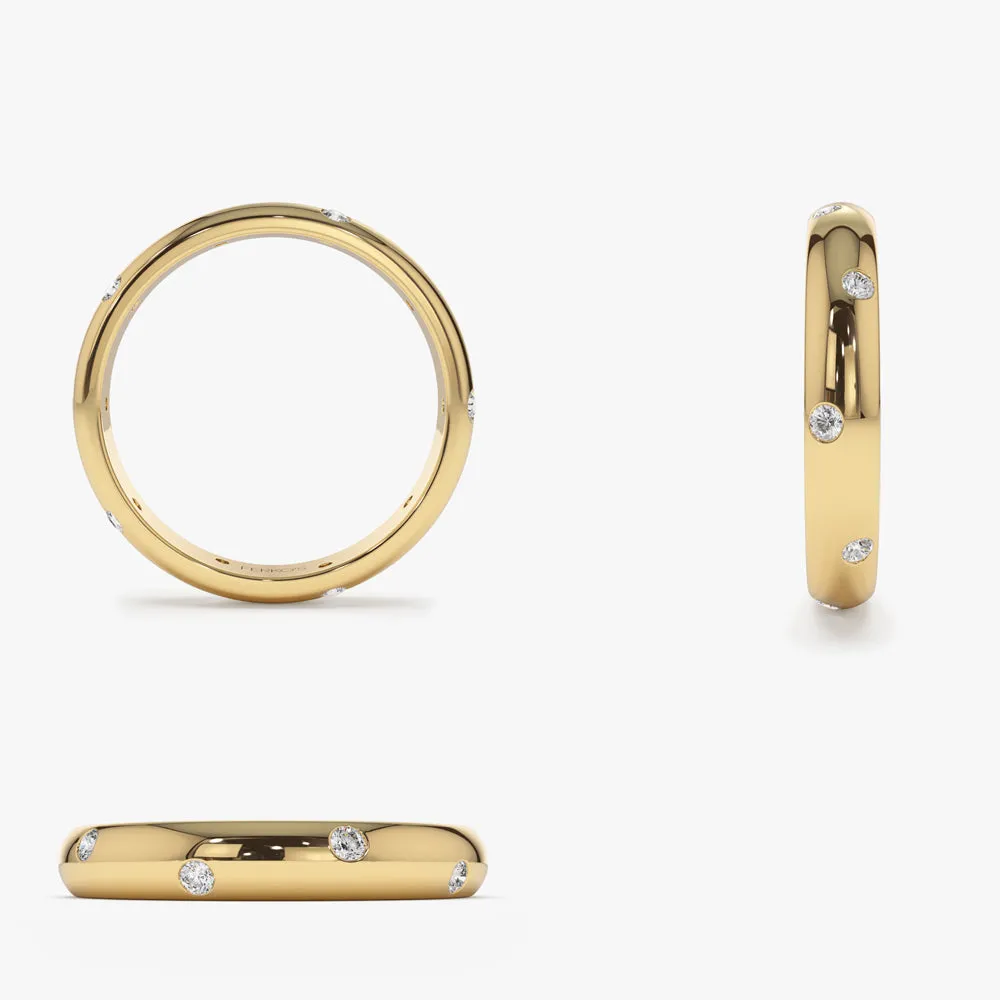 14k 3MM Dome Burnish Setting Women's Wedding Ring