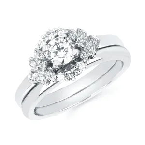 14K Gold Diamond Engagement Ring with Unique Halo