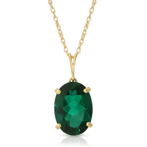 14K Solid Yellow Gold Necklace With Oval Shape 4.5 ctw High Polished Genuine Emerald - Grade AAA
