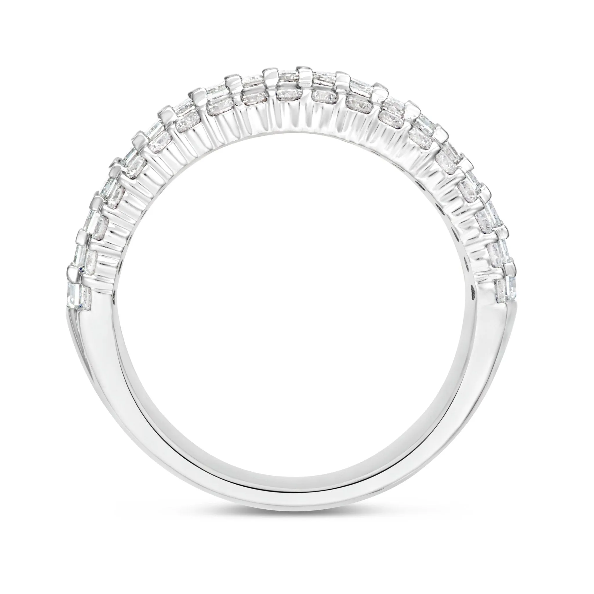 14K White Gold 3.16ct Emerald Diamond Half Eternity Ring