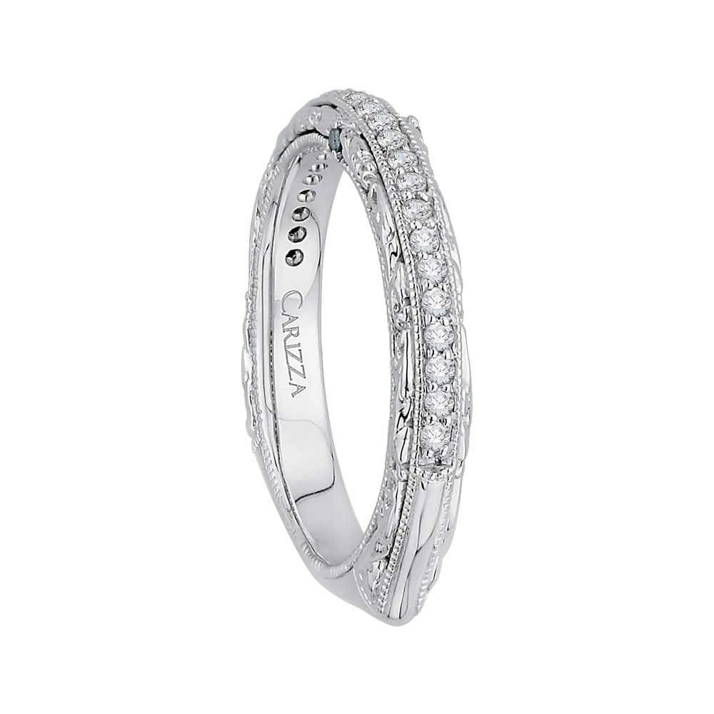 14K White Gold Euro Shank Round Diamond Half Eternity Wedding Band