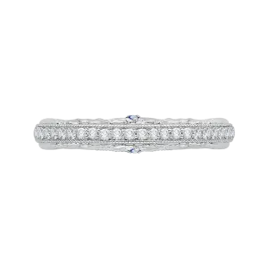 14K White Gold Euro Shank Round Diamond Half Eternity Wedding Band
