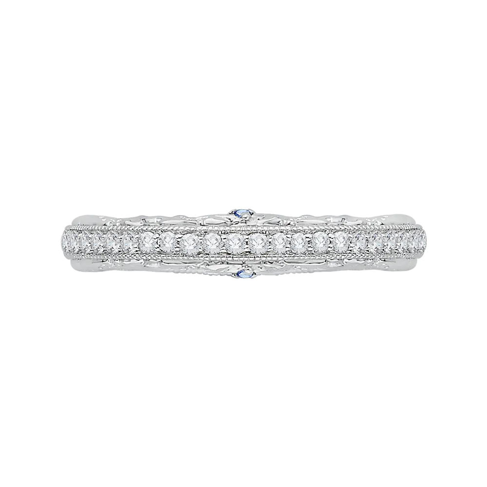 14K White Gold Euro Shank Round Diamond Half Eternity Wedding Band