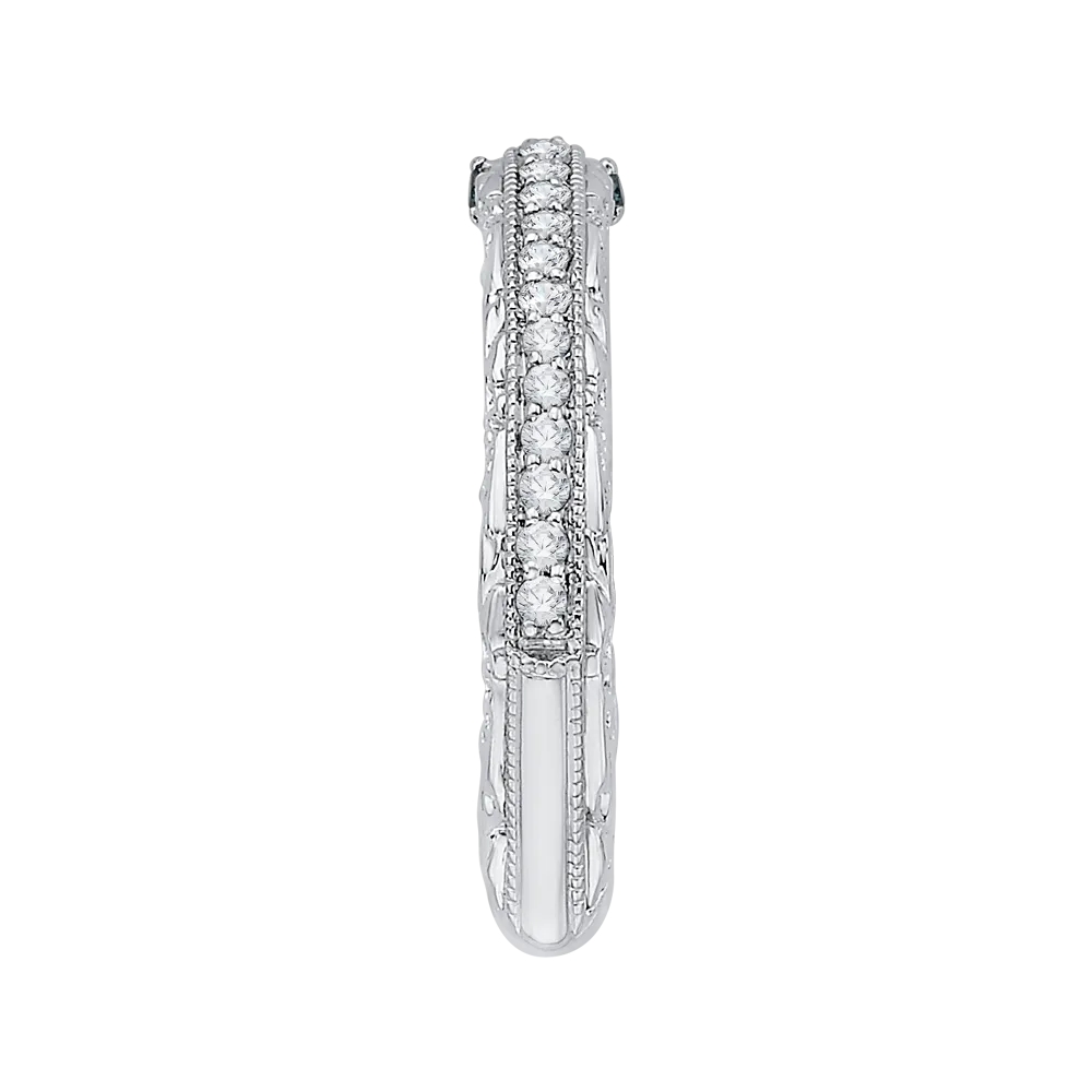 14K White Gold Euro Shank Round Diamond Half Eternity Wedding Band