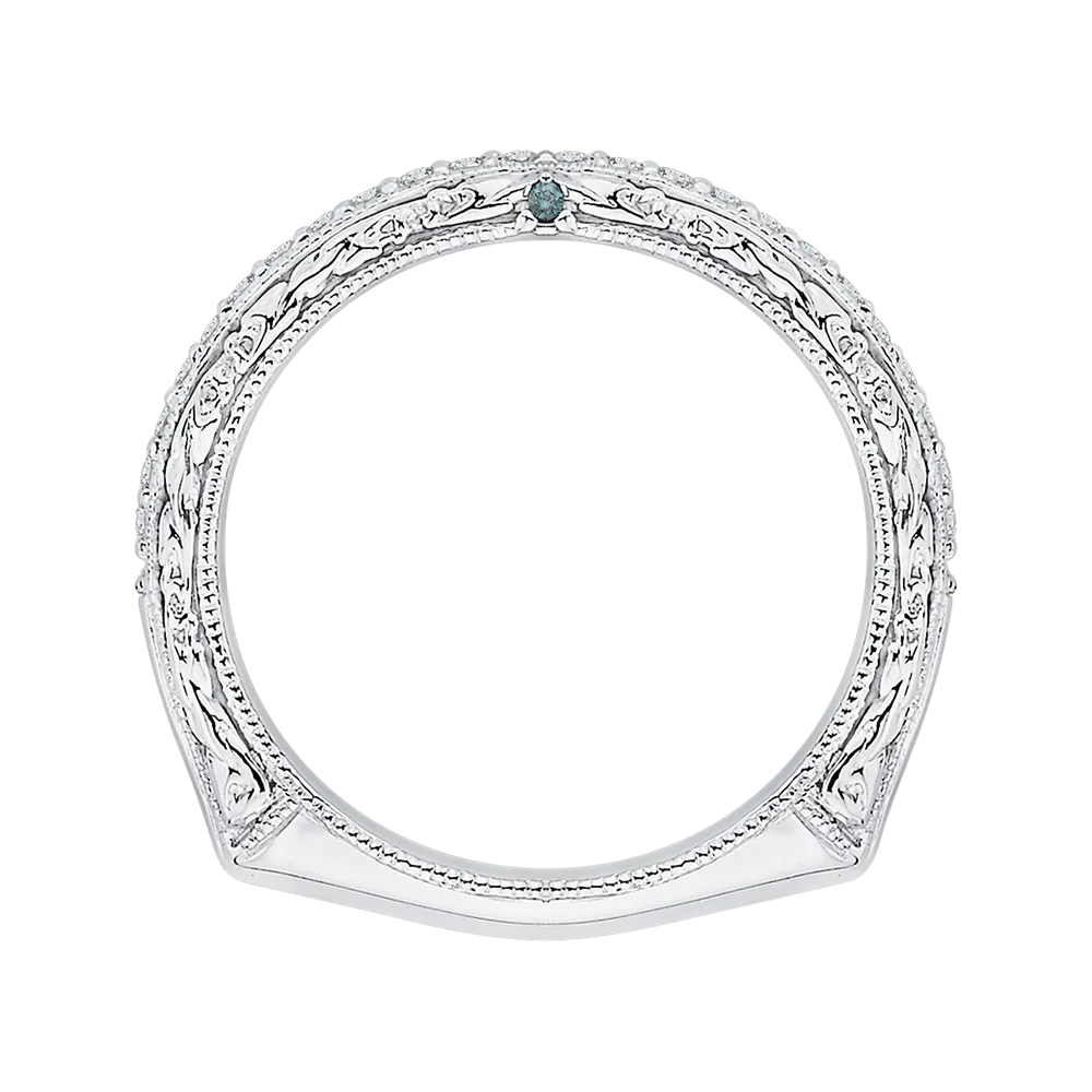 14K White Gold Euro Shank Round Diamond Half Eternity Wedding Band