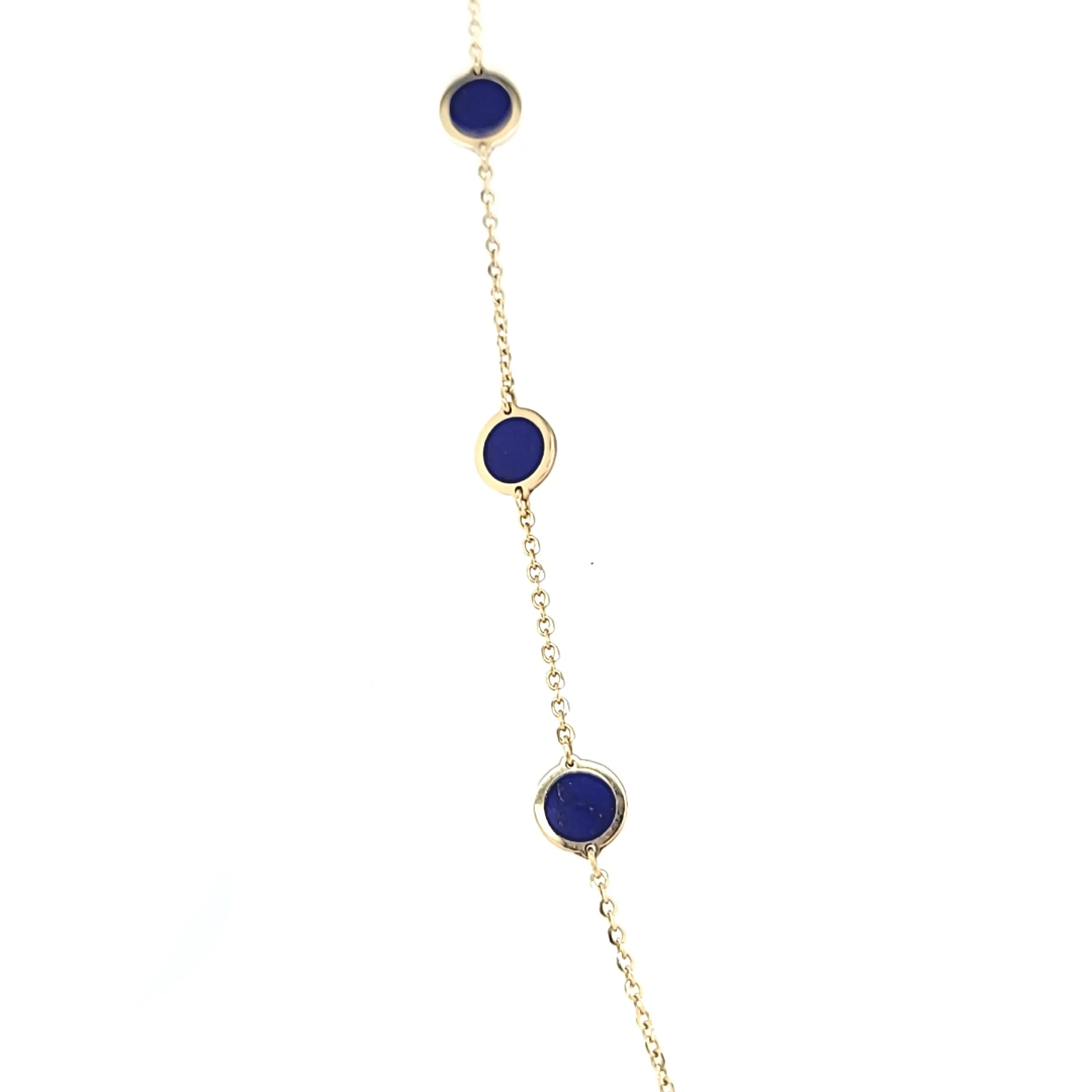 14k Yellow Gold Lapis Bezel Station Necklace (I7761)