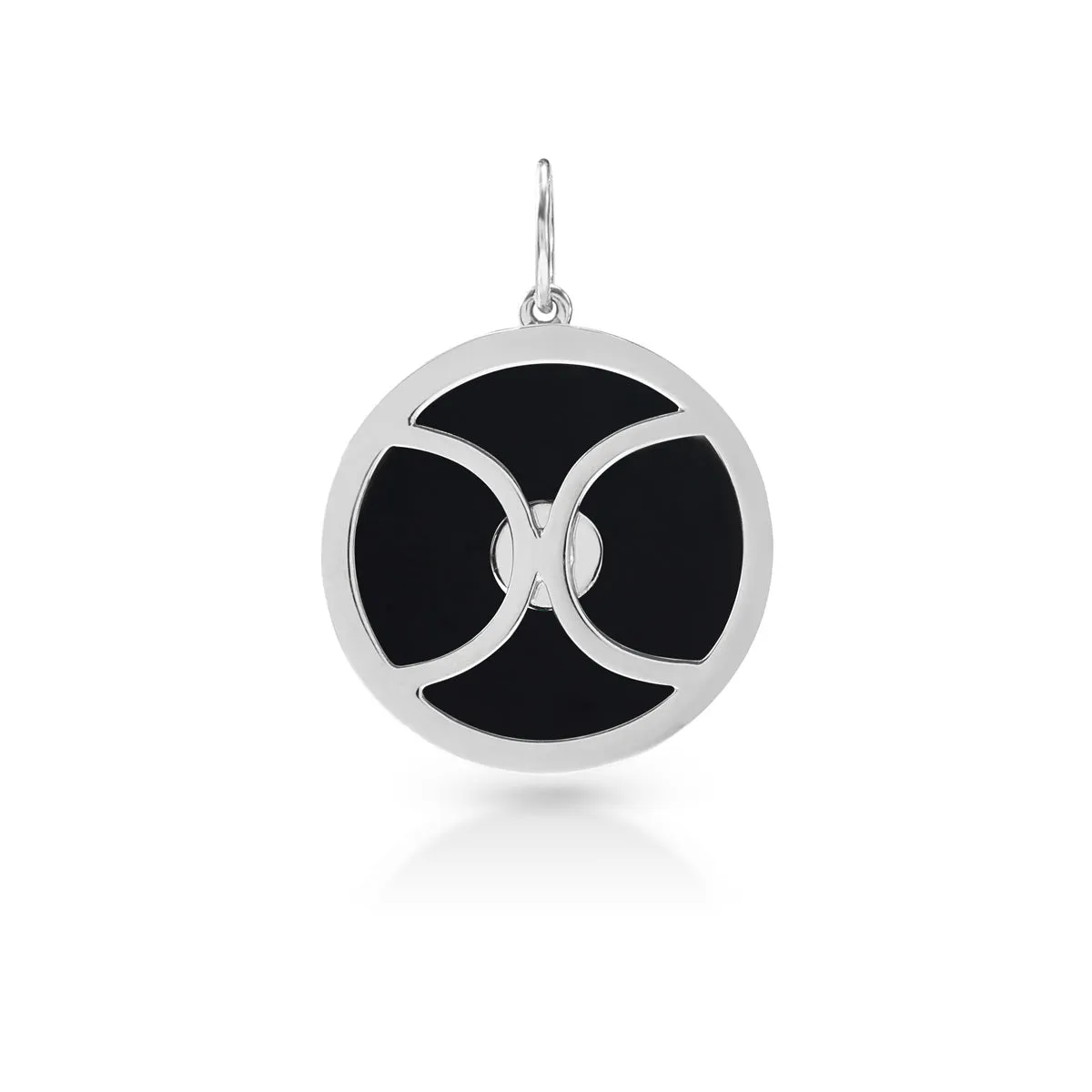 14KT White Gold Onyx Diamond Round Bezel Charm