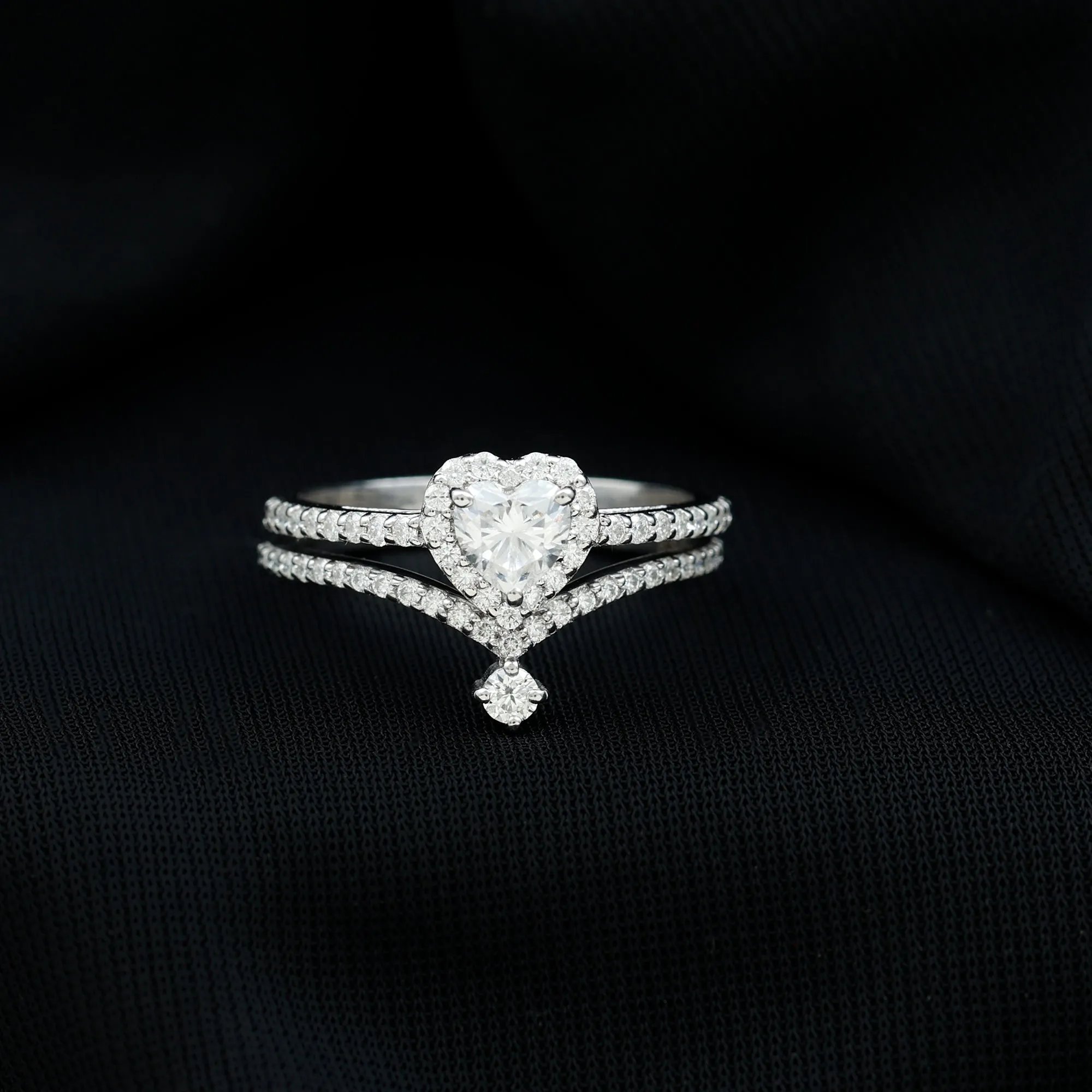 1.50 CT Certified Moissanite Heart Wedding Ring Set in Gold