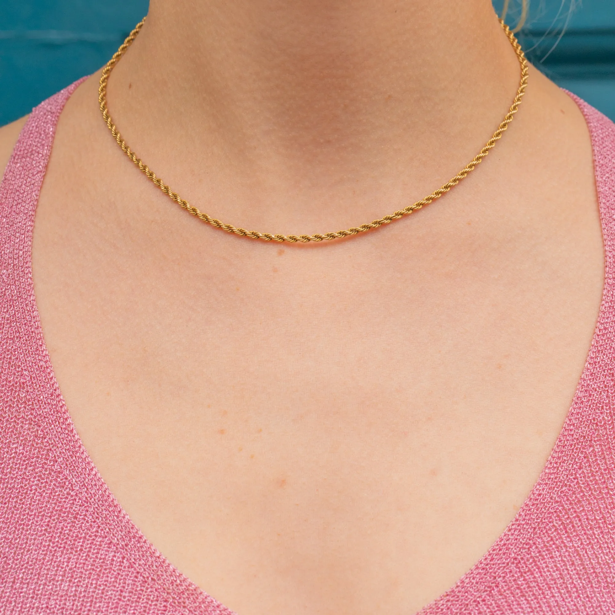15" Antique 15ct Gold Twisted Rope Chain, 9.5g