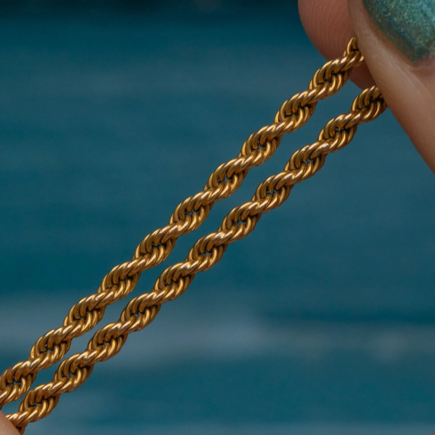 15" Antique 15ct Gold Twisted Rope Chain, 9.5g