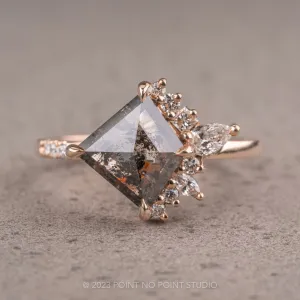 1.64 Carat Salt and Pepper Kite Diamond Engagement Ring, Sammy Setting, 14K Rose Gold