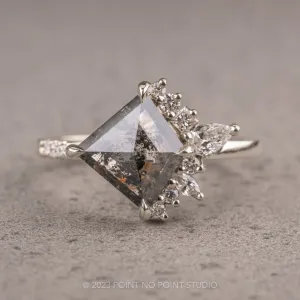 1.64 Carat Salt and Pepper Kite Diamond Engagement Ring, Sammy Setting, Platinum
