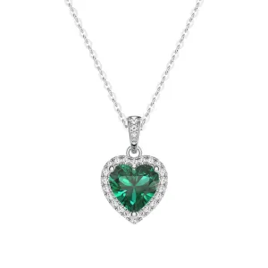 1.68 CT. Heart Emerald and White Sapphire Pendant