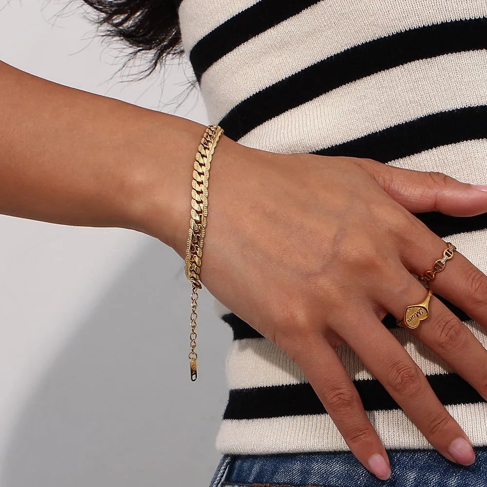 16cm-21cm (6"-8") 6.2mm Width Chunky Flat Cuban Chain Bracelet
