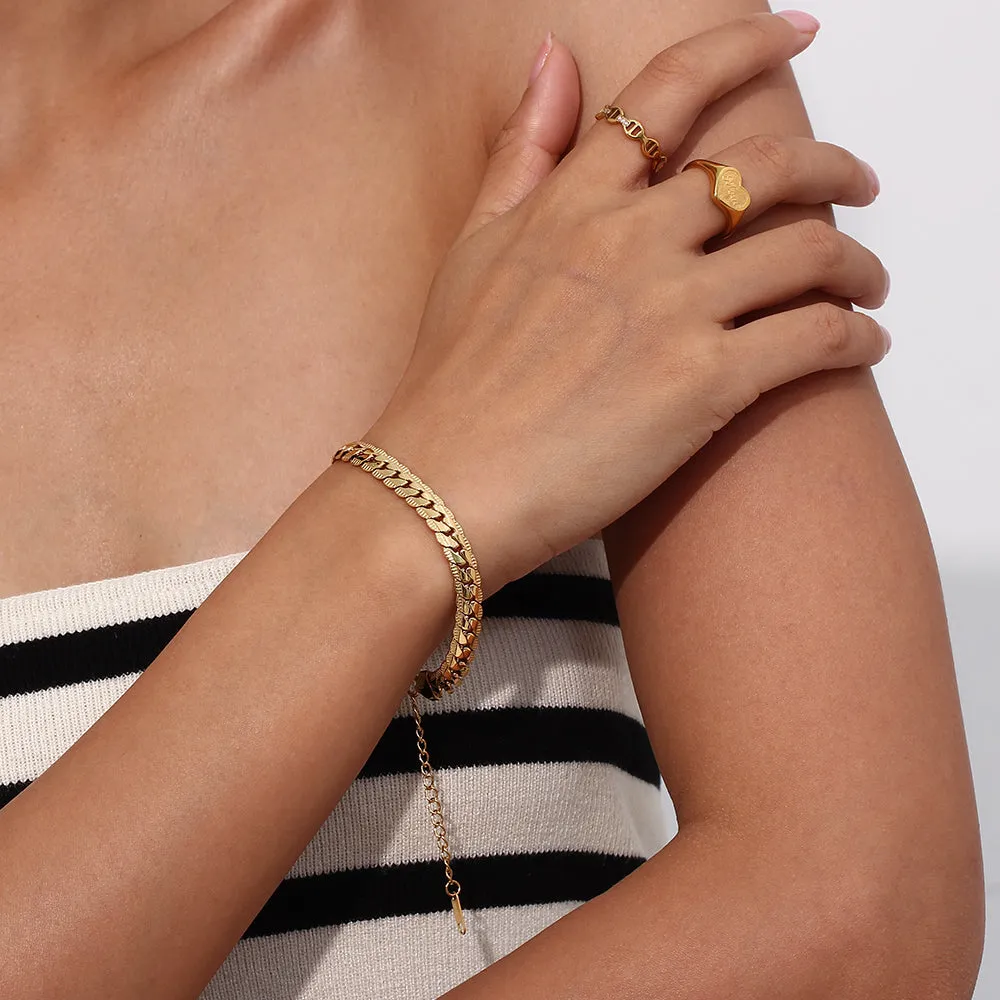 16cm-21cm (6"-8") 6.2mm Width Chunky Flat Cuban Chain Bracelet
