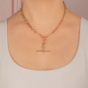 16" 9ct Gold Albert Chain with Matching Dog-Clips & Detachable T-Bar 40g