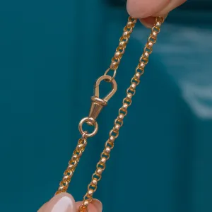 16" Antique 9ct Gold Faceted Belcher Chain, with Dog-Clip