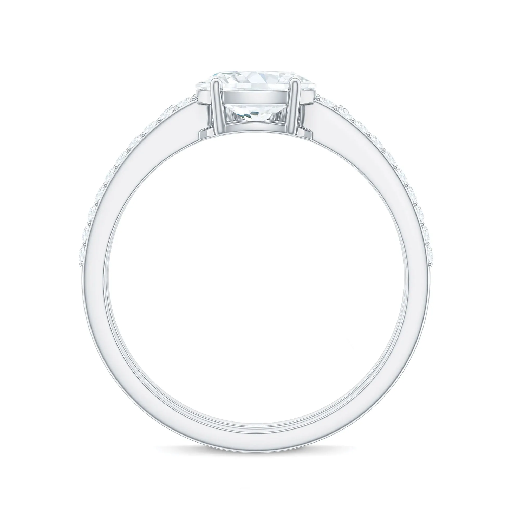 1.75 CT Oval Cut Moissanite East West Wedding Ring Set