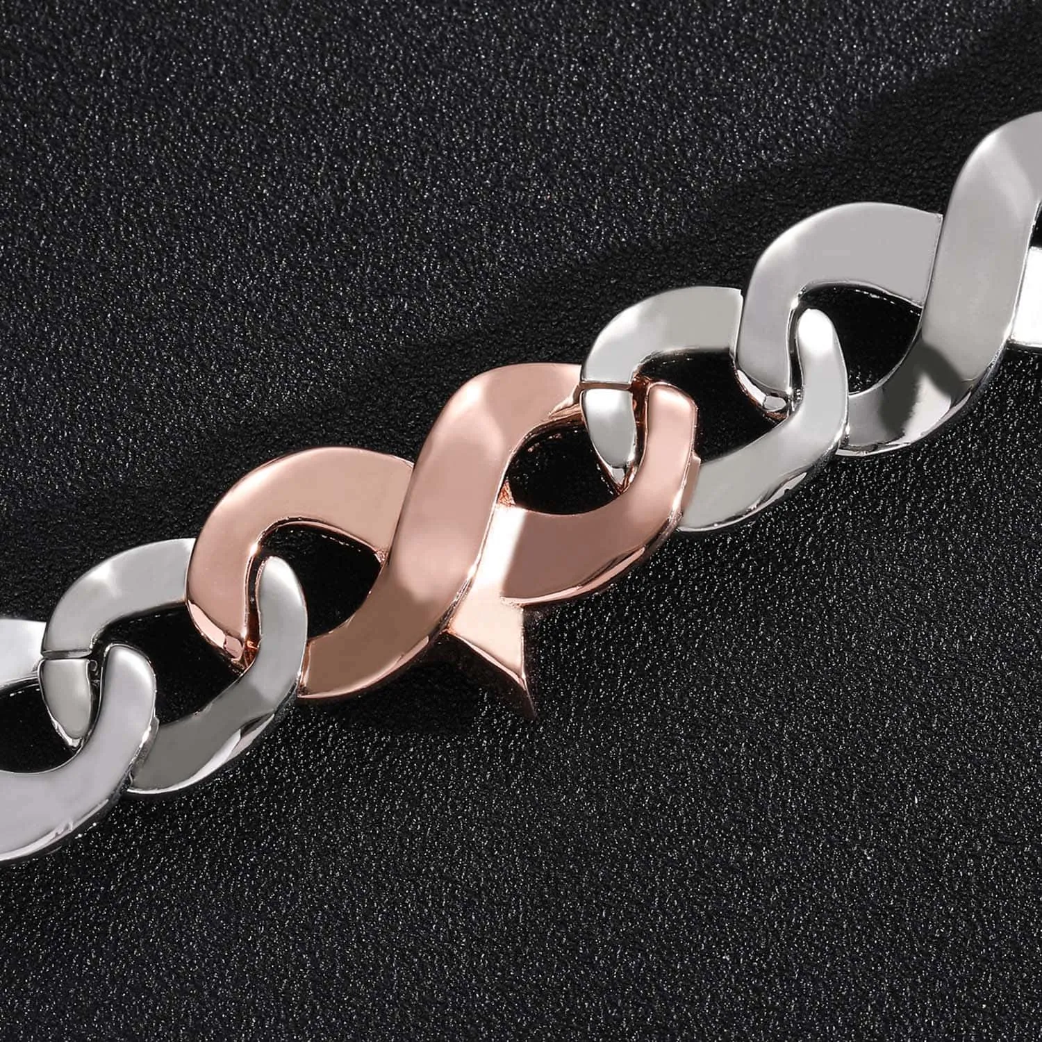 17mm Two-tone Evil Eye Cuban Bracelet