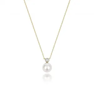 18ct Gold Diamond & Akoya Pearl Necklace NDQ207