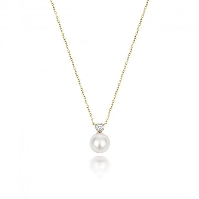 18ct Gold Diamond & Akoya Pearl Necklace NDQ207