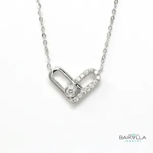 18k White Gold Diamond Accented Pendant Heart Necklace