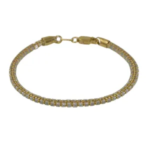 22K Multi Tone Gold Bracelet W/ Rounded Beaded Link