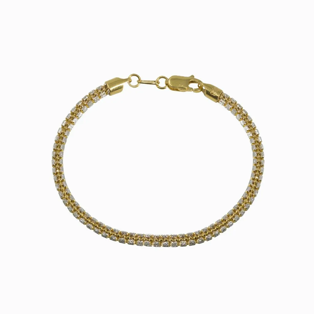 22K Multi Tone Gold Bracelet W/ Rounded Beaded Link