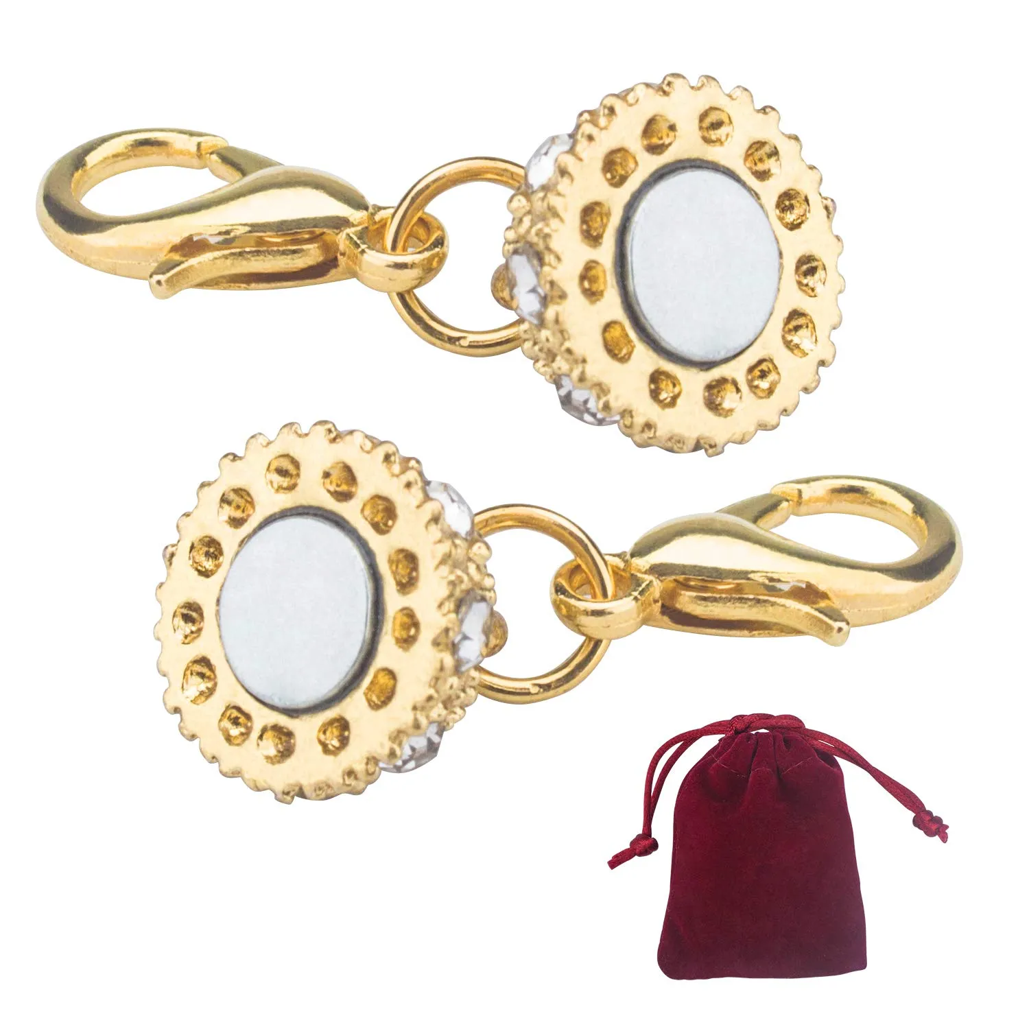 22Pcs Magnetic Jewelry Clasps, Weapow Unique Stainless Gold Silver Rhinestone Ball Lobster Chain Necklace Closures Extenders Kit for Bracelet