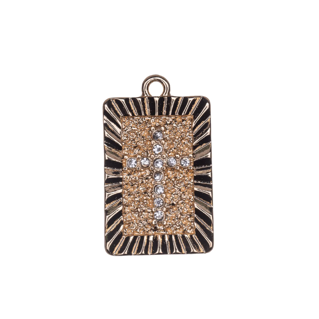 23.5mm x 14.5mm Inlaid Crystal Framed Cross Charm - Made of plated zinc - Sold individually - K160