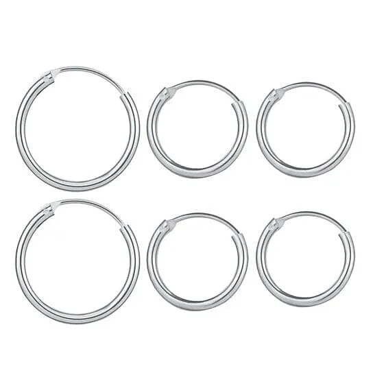 3-Pairs: Endless Hoop Earrings