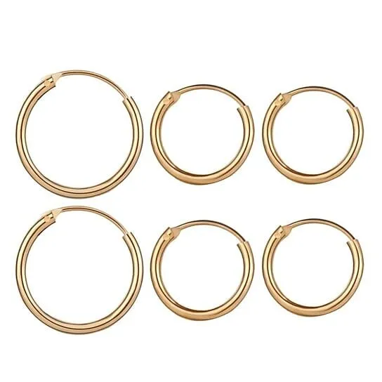3-Pairs: Endless Hoop Earrings