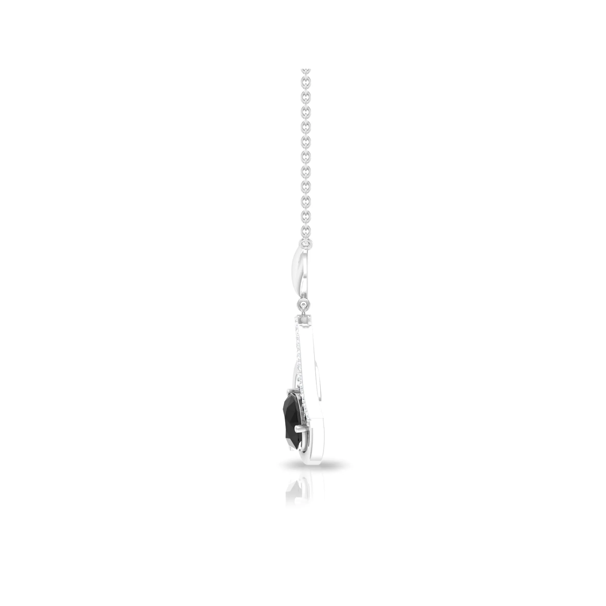 3/4 CT Black Onyx and Diamond Heart Drop Pendant